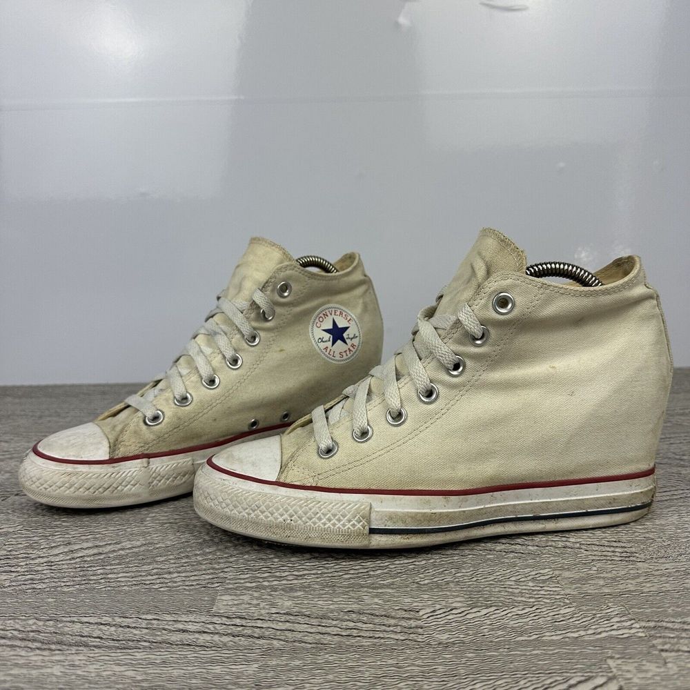 Converse Chuck Taylor Lux Wedge Hi Womens 10 White Canvas All Star Platform